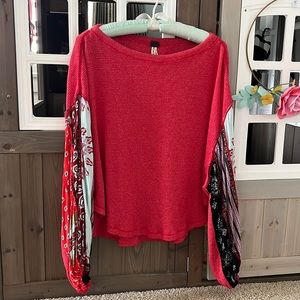 Free People red long sleeve flowy top, small